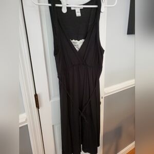 WHBM Sleeveless Black Dress with Ivory Lace Insert Size L